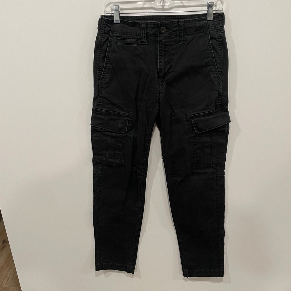 American Eagle Outfitters Mens Slim Lived In Cargo Pants Black Size 28x32 Flex